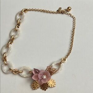 Gold and Pink Floral Necklace